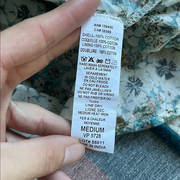 Elan Teal and White Floral Bohemian Cottagecore Midi Dress - Picture 13 of 13